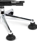 5pc Office Chair Caster Replacement Solid PU Wheel Mute Bearing Black mounted on a chrome chair base for easy mobility.