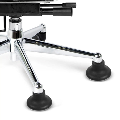 5pc Office Chair Caster Replacement Solid PU Wheel Mute Bearing Black mounted on a chrome chair base for easy mobility.