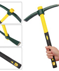 Four Pack 15 Inch Mattock Hoe With Steel Forged Pickaxe And Fiberglass Handle Built For Weeding Prospecting Camping And Hand Digging
