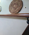 Heavy Duty Hand Rail Bracket Set 6 Pack For Stairs And Banisters, Matte Black Zinc Alloy Wall Mounts installed on wooden handrail