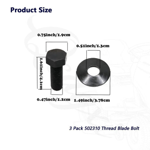 3 Pack Left Hand Thread Blade Bolts With Belleville Washers One Half Inch Diameter By One And One Half Inch Length Built Tough Mower Hardware For Finish Mowers Compatible With 502300 502301 502310 21 023 156026 502313, bolt and washer size diagram