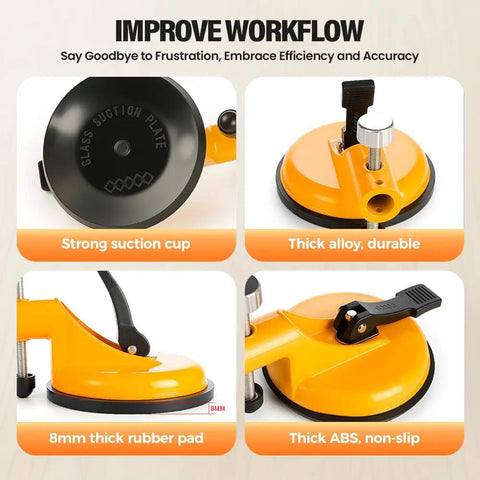 Adjustable Height Setter And Countertop Leveling Tool With Heavy Duty Suction Cups, rubber pad, thick alloy, ABS, in close-up view