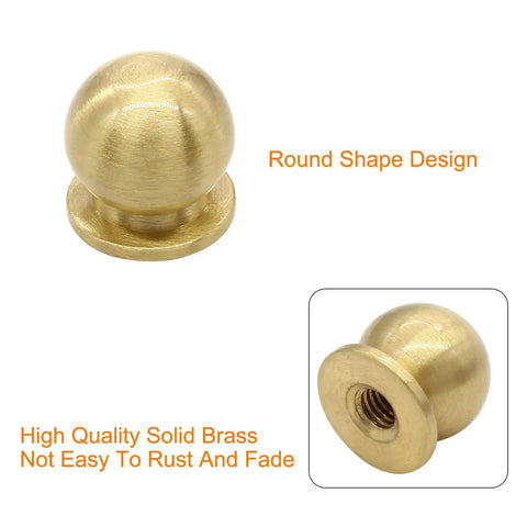 Set Of 4 Round Solid Brass Cabinet Knobs In Gold Finish Half Inch Diameter 12mm Includes Standard Screws And Screwdriver