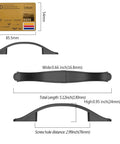 Diagram showing dimensions of 10 Pack Matte Black Cabinet Pulls 3 Inch Hole Center Cabinet Hardware For Kitchen And Bathroom.