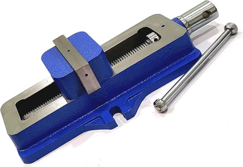 Beefy 4 Inch Self Centering Vise for Lathe and Milling Machines, side angle view, solid cast iron, quick setup milling solution