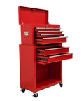 Solid As A Rock Rolling Tool Chest Eight Deep Drawers And Detachable Top Workbox Heavy Duty Mobile Shop Rig For Garage And Worksite Gear Organization Setup. Red steel tool chest with eight deep drawers and lockable top.