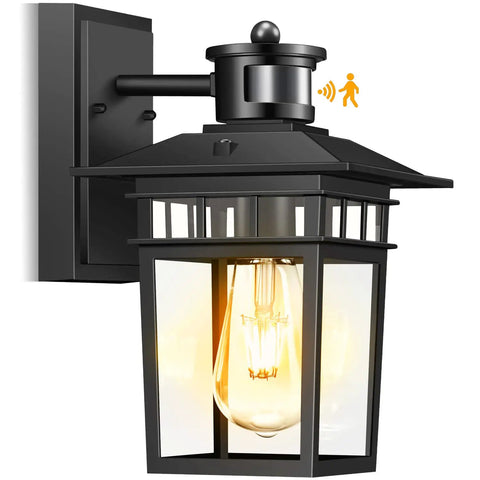 Smart Motion Sensor Outdoor Wall Light For Porch And Garage White Dusk To Dawn Exterior Fixture with PIR sensor glowing