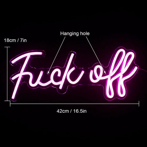 Pink USB Neon That Says Fuck Off Bright Wall Light For Bedroom Game Room Bar Or Office Real LED Neon Look Switch Operated Easy Mount