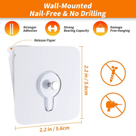 Twenty Four Pack Self Adhesive Picture Hooks Damage Free Wall Mounts Heavy Duty No Drill Adhesive Strips For Bathroom Kitchen Office Rearranging Made Easy Slick Home Organization Upgrade