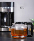 Smart Drip Coffee Maker With 24 Hour Timer, LCD Display, 1.5L Glass Thermal Carafe, Dishwasher Safe Permanent Filter shown side view