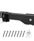 Heavy Duty Flip Gate Latch Crafted From Reliable Carbon Steel For Barns And Wood Fences, includes padlock and screws for installation.