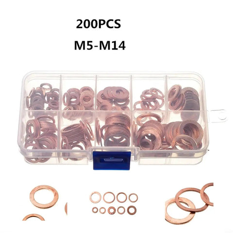 Sweet Heavy Duty Flat Copper Washers Gaskets Bolt Nut Assortment Kit For Hot Rods Cars Trucks 150 Pieces Sizes M5 To M22 in organizer