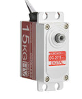 Hardcore 15Kg Digital Steering Servo Built Different Kickin It With A Savage Coreless Brushless Motor And Beefy All Metal Gears For Rc Car Truck Builds In Scarlet, showing durable metal casing and connection.