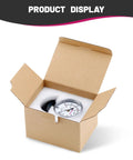 GOATACURA vacuum suction gauge with a 2.5-inch dial, metal case, packed in foam inside an open cardboard box