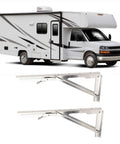 Heavy Duty Folding Shelf Brackets Stainless Steel Wall Mounted 15.6 Inch Load 551 Lbs for RV use, shown next to RV