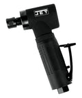 Badass Quarter Inch Pneumatic Angled Die Grinder spins 20000 RPM with gearless build, black ergonomic grip and safety lever.