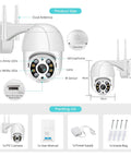 5MP PTZ WiFi Outdoor Security Camera With Rock Solid AI Human Detection IP66 Weatherproof Build showing dual antennas and lens components.