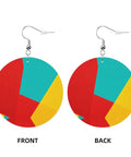 Lowkey Fresh Irregular Grid Pattern Dangle Earrings For Women crafted from smooth PVC leather, showcasing colorful two-sided design.