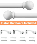 Matte White Curtain Rod Set 28 To 48 Inch 2 Pack With Brackets Splicing Adjustable Curtain Rod For Bedroom Kitchen Living Room
