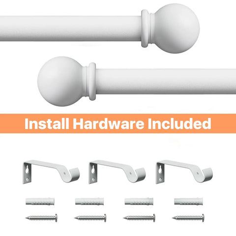 Matte White Curtain Rod Set 28 To 48 Inch 2 Pack With Brackets Splicing Adjustable Curtain Rod For Bedroom Kitchen Living Room