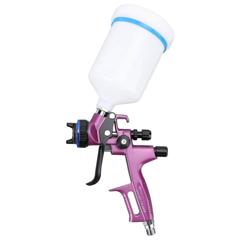 Pro Grade Hvlp Paint Sprayer Attachment With 1 3Mm Tip, features a purple grip and white paint cup for smooth coverage.