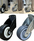 Adjustable Cabinet Door Bottom Support Wheel Anti Sag Fixing Bracket Heavy Duty Steel Build Kicks Saggy Doors To The Curb And Rolls Silently Like New Simple Drop In Swap Grey shown from multiple angles with distinct wheels.