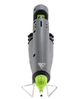 Front view of Heavy Duty 300 Watt Hot Glue Gun That Packs A Punch With Adjustable Temperature From 220 To 440 F Uses Full Size Seven Sixteenth Inch Sticks And Includes Three Nozzle Tips Built For Woodworking Construction And Delicate Foam Bonding PRO9700A showing nozzle and kickstand