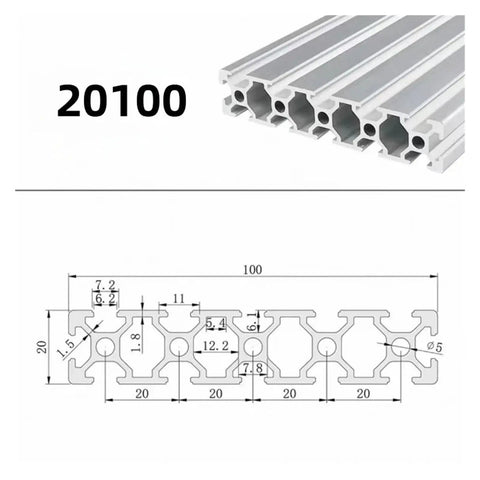 Badass 20100 Aluminum Extrusion With Hella Clean Cable Routing Slot For CNC And 3D Printer Rigs T Slot Wire Channel Profile dimensions and structure.