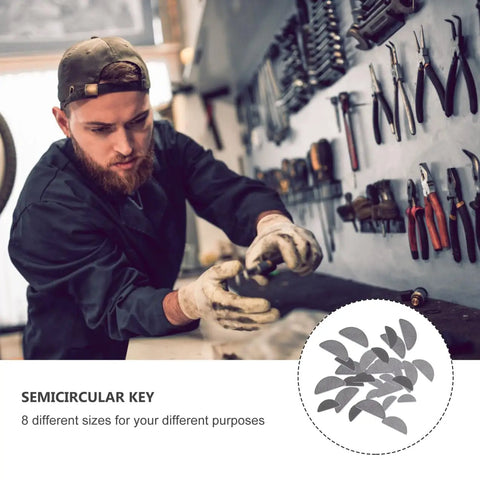 Mechanic assembling with 80 Piece Stainless Steel Woodruff Key Set For Pulleys And Driveshafts Handy Hardware Assortment With 8 Sizes.