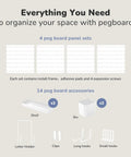 Boss Level Peg Board Wall Organizer With Expanding Plastic Panels For Home Office Storage Craft Room Vibes And Gaming Setup White 22x22 Inches modular panel and accessory set.