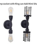 Vintage Edison Vibe Two Light Bathroom Vanity Wall Sconce in Black Finish with Industrial Water Pipe Design, vertical view, two bulbs