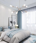 Dope Contemporary Sputnik Chandelier 8 Light Brushed Nickel Pendant Lighting Mid Century Starburst Ceiling Fixture For Living Room Dining Room And Foyer Modern Home Decor above a stylish bedroom setup