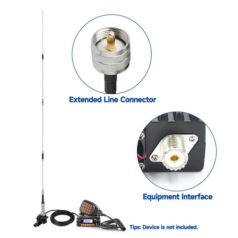 Beefy 62 Inch Mobile Ham Radio Antenna Dual Band 144 430 MHz With Lip Mount And 16.5 Ft RG58 Cable Stainless Steel Anti Rust
