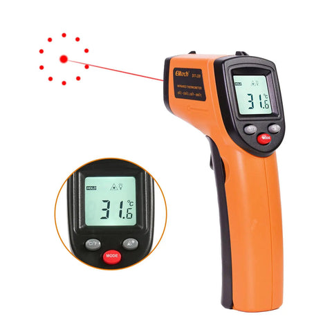 Non-Contact Infrared Temperature Gun With Laser Targeting, Adjustable Emissivity, Backlit Display, Handheld Digital Thermometer For Grill Meat Food Candy Automotive And HVAC, -50C To 530C (-58F To 986F), DIT-220