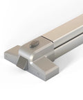 Stainless Steel Emergency Exit Push Bar For Commercial Doors No Nonsense, Panic Exit Device With Alarm, Gray Finish, Close-up View