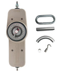 Analog Hydraulic Push Pull Dynamometer 250 Lbs Capacity A Real Workhorse For Muscle Strength Testing And Workplace Evaluations With Five Position Adjustable Handle For Rehabilitation Clinics Sports Labs And Industrial Safety Screenings, beige gauge with accessories