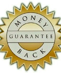 Gold seal with 'Money Back Guarantee' text, highlighting customer assurance and satisfaction.