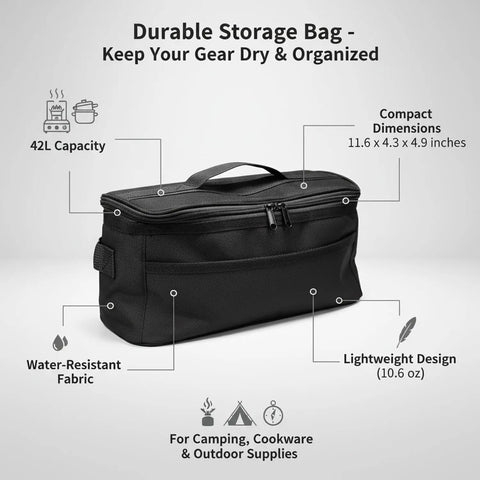 42L Water Resistant Camping Gear Storage Bag For Cookware And Outdoor Supplies Portable Drawstring Organizer Heavy Duty Stuff Sack