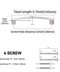Diagram of 10 Pack 5 Inch Brushed Satin Nickel Cabinet Handles and Drawer Pulls Zinc Alloy dimensions, including screw specifications.