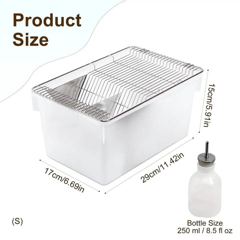 Rock Solid Lab Mouse Cage For Rat Breeding With Bulletproof Wire Lid built durable small animal habitat size dimensions 29x17x15cm
