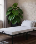 Heavy Duty Anti Slide Mattress Brackets Set Of 6 Adjustable Steel Bed Frame Stops on a bed with a mattress and pillows.