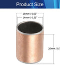 Badass Oilless Bushings With Hella Smooth Sleeve Bearings Built Different Using A Carbon Steel Base To Keep Things Running Sweet For Heavy Machinery 14X16X20mm Plain Bearings 10 Pack product size showing dimensions of 14mm, 16mm, and 20mm.