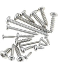 Small Philips Pan Head Self Tapping Screws 100 Pack M1.7 X 8Mm 304 Stainless Steel scattered, highlighting varied sizes and shine.