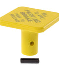 Yellow air brake valve dash knob with 3/8 inch stem and black release pin