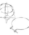 Screw Mount Fire Sprinkler Head Guard Protective Steel Cage Shields Irrigation Pipes Against Impact And Vandalism in silver metallic.