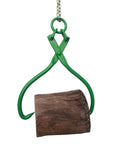 Green 32 Inch Log Lifting Tongs Heavy Duty Grapple For Lumber Skidding And Logging Grabber holding a wooden log