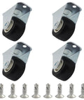 4 Pack 1 Inch Mini Caster Wheels For Furniture, Heavy Duty Small Rigid Castors With Metal Top Plate And Soft Rubber Tread, Black