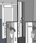 Illustration showing installation of Heavy Duty Slide Bolt Door Lock Hasp Kit for Barn Doors Gates and Sliding Latches.