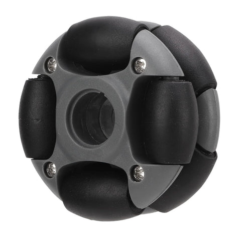 48mm omnidirectional wheel with gray nylon core and black TPU rollers for robotics