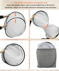 Steps showing Large Pop Up Mosquito Tent For Adults being folded into a 13 inch disc, ideal for bed camping travel and patio use.